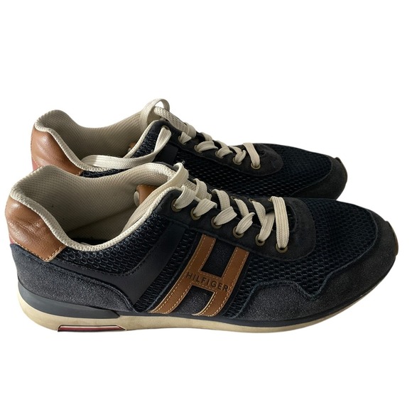 Tommy Hilfiger Other - Tommy Hilfiger Mens Valen 2 Navy Blue Cognac Mesh Suede Sneakers TMVALEN2-M 9.5